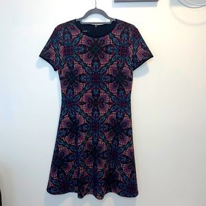 Adorne Dress Back Zip Blue Design Size 8